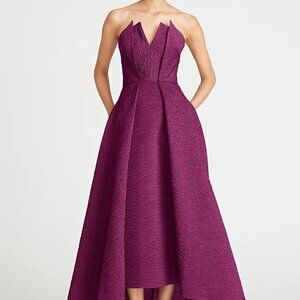 Theia Imogen Strapless High-Low Gown in Wineberry - Size 8